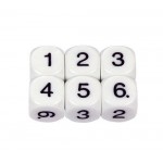 Dice - Numbers 1- 6 White